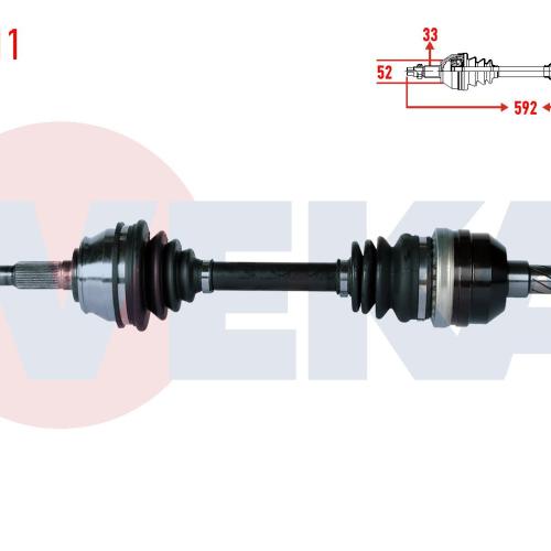 KOMPLE AKS SOL ON OPEL VECTRA A 1.8 UZUNLUK 592mm 1988-1995