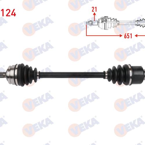 KOMPLE AKS SOL ON UZUNLUK 651mm PEUGEOT 301 1.6 VTi A-T 2012-2017 / CITROEN C-ELYSEE 1.6 VTi A-T 2012-