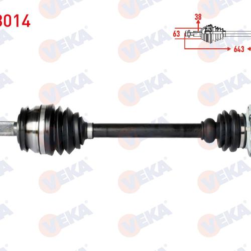 KOMPLE AKS SOL ON UZUNLUK 645mm VOLKSWAGEN TRANSPORTER V (7HA,7HH,7EA,7EH) 1.9 TDI, 2.0 TDI 2003-2011