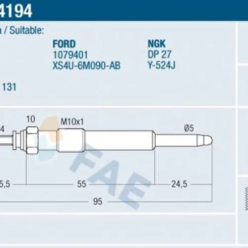 KIZDIRMA BUJİSİ FIESTA IV-FOCUS-FOCUS II-CONNECT-CMAX-SMAX-GALAXY-MONDEO 1.8 TDCİ/1.8 D