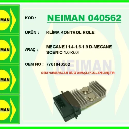 KLİMA KONTROL ROLE MEGANE I 1.4-1.6-1.9 D-MEGANE SCENIC 1.6I-2.0I