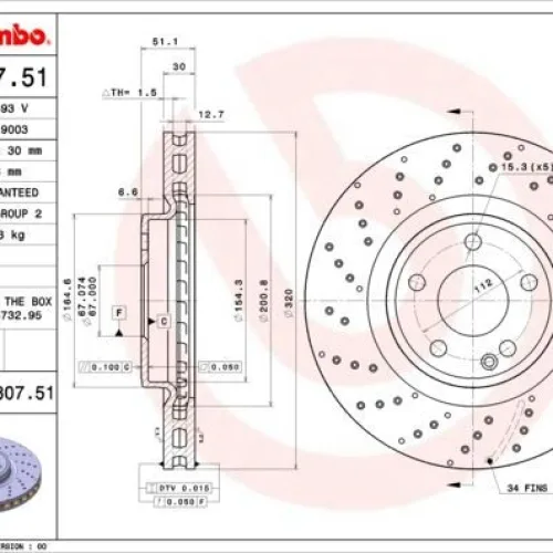 FREN DISKI ON MERCEDES W176 W246 C117 X117 X156