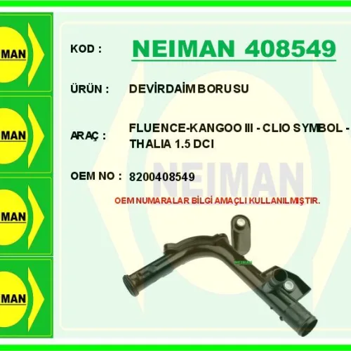 DEVİRDAİM SU BORUSU RENAULT KANGOO III-CLIO SYMBOL-THALIA 1.5DCI