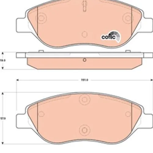 ÖN FREN BALATASI FİŞLİ FIAT BRAVO II 08>14 EGEA HB 15> ALFA ROMEO MITO 08>15 LANCIA DELTA III 08>14 1.3D MTJ 1.4TB 1.6D MTJ 1.9D MTJ 2.0D MTJ BÜYÜK TİP