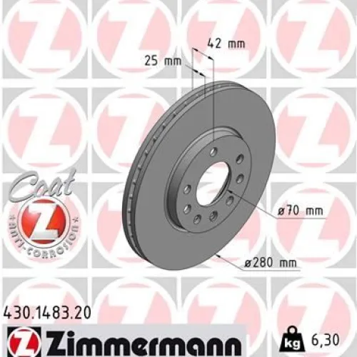 ÖN FREN AYNASI ASTRA H 04 > COMBO C 03> MERIVA B 10> ZAFIRA B 05> 280x25x5DL HAVALI 95526655