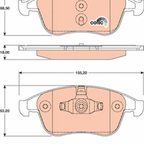 ÖN FREN BALATASI RENAULT GRAND SC NIC III 09>16 LAGUNA III 07>15 MEGANE III 09>15 K:17.1MM Y:68MM