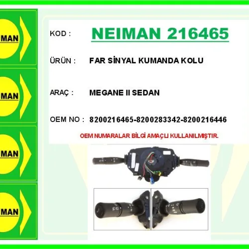 FAR SİNYAL KUMANDA KOLU RENAULT MEGANE II SEDAN