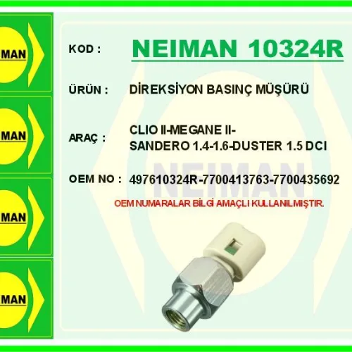 DİREKSİYON BASINÇ MÜŞÜRÜ CLIO II-MEGANE II-SANDERO 1.4-1.6-DUSTER 1.5 DCI